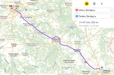 Перевозки грузов по направлению Минск-Гомель