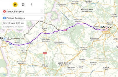 Перевозки грузов на направлению Минск-Гродно