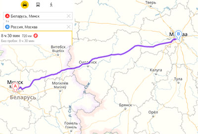 Маршрут грузоперевозок из Минска в Москву Маршрут перевозок из Минска в Москву